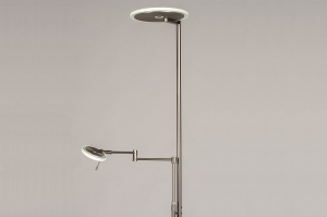 vloerlamp 14106 design modern glas helder glas staal rvs metaal staalgrijs