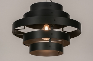 hanglamp 14131 modern retro eigentijds klassiek metaal zwart antraciet rond