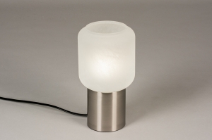 Tischleuchte 14137 laendlich modern Klassisch zeitgemaess klassisch Art deco Glas mit Opalglas Edelstahl weiss stahlgrau rund