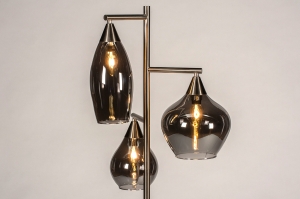 Stehleuchte 14152 modern zeitgemaess klassisch Glas Edelstahl grau stahlgrau rund