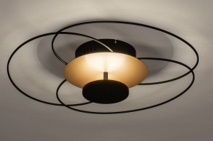 plafondlamp 14170 landelijk rustiek modern klassiek eigentijds klassiek metaal zwart mat goud rond