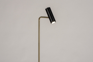 vloerlamp 14261 modern retro eigentijds klassiek messing geschuurd metaal zwart mat goud messing rond