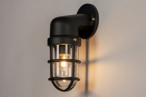 wandlamp 14280 landelijk retro klassiek eigentijds klassiek metaal zwart mat lantaarn