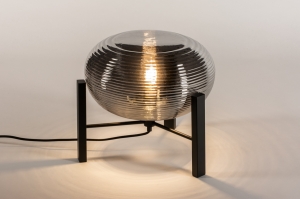 Tischleuchte 14923 Sale Industrielook Design modern zeitgemaess klassisch Glas Metall schwarz matt grau rund
