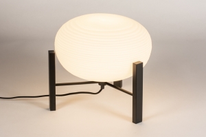 tafellamp 14924 sale design landelijk modern eigentijds klassiek glas wit opaalglas metaal zwart mat wit mat rond