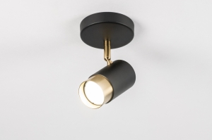 Spot 14935 modern Retro zeitgemaess klassisch Messing gebuerstet Metall schwarz matt Gold Matt Messing rund