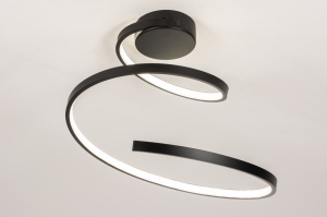 plafondlamp 14939 design modern aluminium kunststof metaal zwart mat rond
