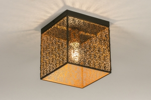 plafondlamp 14958 modern eigentijds klassiek metaal zwart mat goud vierkant