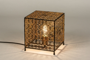 tafellamp 14964 modern eigentijds klassiek metaal zwart mat goud vierkant