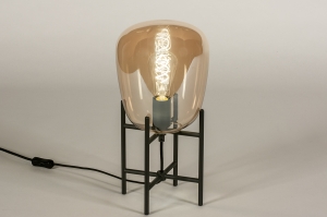 Tischleuchte 14966 Industrielook laendlich modern Glas Metall schwarz matt Gold anthrazit rund viereckig