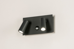 wandlamp 14983 modern aluminium metaal grijs antraciet donkergrijs rond rechthoekig