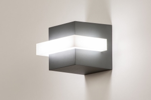 wandlamp 14985 design modern aluminium kunststof metaal grijs antraciet vierkant