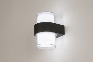 wandlamp 14995 modern aluminium kunststof acrylaat kunststofglas grijs antraciet donkergrijs rond langwerpig