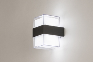 wandlamp 14996 modern aluminium kunststof acrylaat kunststofglas grijs antraciet donkergrijs vierkant langwerpig