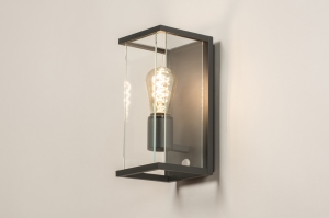 wandlamp 14999 modern glas helder glas aluminium metaal grijs antraciet donkergrijs rechthoekig