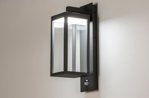 wandlamp 15000 design modern glas helder glas aluminium metaal antraciet donkergrijs rechthoekig