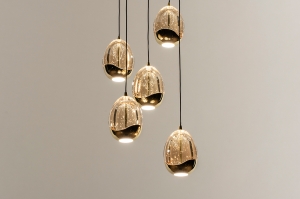 hanglamp 15004 modern eigentijds klassiek art deco glas metaal zwart mat goud rond