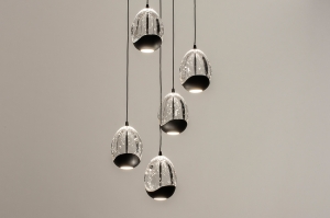 hanglamp 15005 modern eigentijds klassiek glas helder glas metaal zwart mat rond