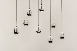 hanglamp 15009 modern eigentijds klassiek art deco glas helder glas metaal zwart mat rond rechthoekig