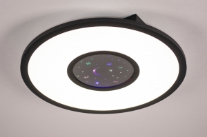 plafondlamp 15088 modern aluminium kunststof zwart mat RGB multicolor rond