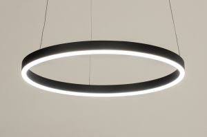 hanglamp 15089 modern aluminium metaal zwart mat antraciet donkergrijs rond