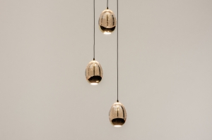Pendelleuchte 15116 modern zeitgemaess klassisch Art deco Glas Metall schwarz matt Gold rund