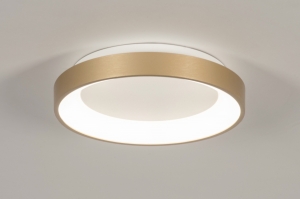 plafondlamp 15147 design modern eigentijds klassiek messing geschuurd aluminium metaal wit mat goud messing rond