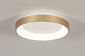 plafondlamp 15147 design modern eigentijds klassiek messing geschuurd aluminium metaal wit mat goud mat messing rond