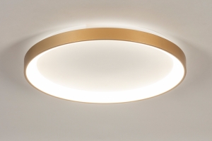 plafondlamp 15148 design modern eigentijds klassiek messing (kleur) geschuurd aluminium metaal wit mat goud messing (kleur) rond