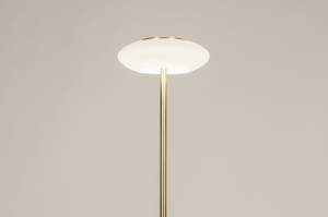 vloerlamp 15168 sale design modern eigentijds klassiek art deco glas wit opaalglas messing (kleur) geschuurd metaal wit mat goud messing (kleur) rond