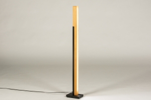 staande lamp 15182 modern hout licht hout metaal zwart mat hout langwerpig rechthoekig