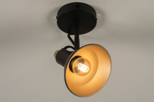 Spot 15186 modern Retro zeitgemaess klassisch Metall schwarz matt Gold rund