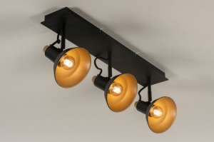Spot 15188 Industrielook modern Retro zeitgemaess klassisch Metall schwarz matt Gold rund laenglich