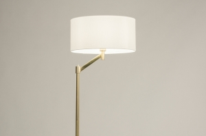 staande lamp 15201 modern eigentijds klassiek messing geschuurd stof metaal wit goud mat messing rond