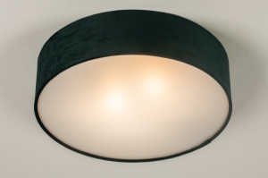 plafondlamp 15221 landelijk modern eigentijds klassiek stof groen rond