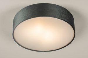 plafondlamp 15222 landelijk modern eigentijds klassiek stof grijs rond