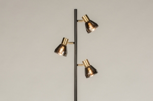 staande lamp 15224 modern retro eigentijds klassiek glas messing geschuurd metaal zwart mat grijs goud mat messing rond