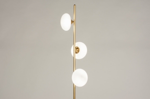 staande lamp 15228 modern eigentijds klassiek art deco glas wit opaalglas messing metaal goud mat messing rond