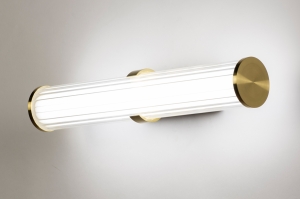 wandlamp 15229 modern klassiek eigentijds klassiek art deco glas wit opaalglas helder glas messing geschuurd goud messing rond langwerpig