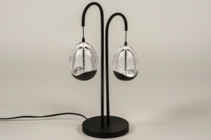 tafellamp 15238 modern eigentijds klassiek glas helder glas metaal zwart mat rond