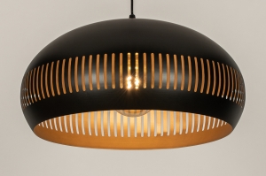 hanglamp 15243 modern retro metaal zwart mat goud rond