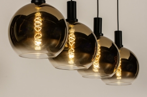 hanglamp 15248 modern eigentijds klassiek glas metaal zwart mat goud rechthoekig