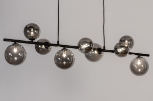hanglamp 15254 modern eigentijds klassiek glas metaal zwart mat grijs langwerpig