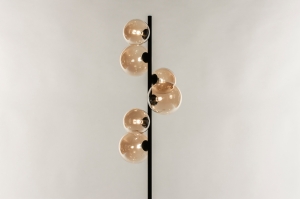 vloerlamp 15255 modern eigentijds klassiek glas metaal zwart mat geel rond