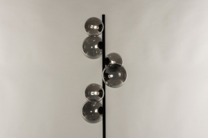 vloerlamp 15256 modern eigentijds klassiek glas metaal zwart mat grijs rond