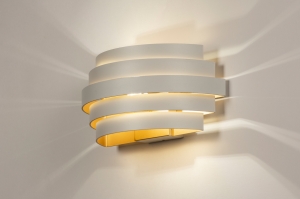 wandlamp 15267 landelijk modern eigentijds klassiek metaal wit mat goud rond