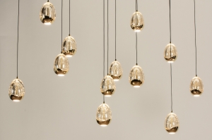 hanglamp 15270 modern eigentijds klassiek art deco glas metaal zwart mat goud ovaal