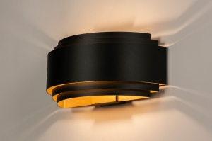wandlamp 15275 modern eigentijds klassiek metaal zwart mat goud rond