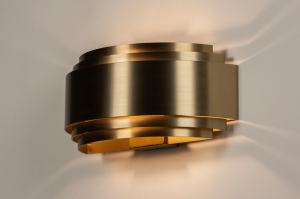 wandlamp 15276 modern eigentijds klassiek art deco messing geschuurd metaal goud messing rond