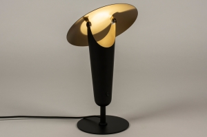 tafellamp 15283 modern retro metaal zwart mat goud rond
